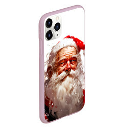 Чехол iPhone 11 Pro матовый Добрый Санта - мазки краски, цвет: 3D-розовый — фото 2