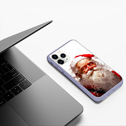 Чехол iPhone 11 Pro матовый Добрый Санта - мазки краски, цвет: 3D-светло-сиреневый — фото 2