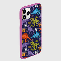 Чехол iPhone 11 Pro матовый Мультяшные динозавры, цвет: 3D-фиолетовый — фото 2