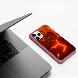 Чехол iPhone 11 Pro матовый Плиты абстрактные огненные, цвет: 3D-малиновый — фото 2