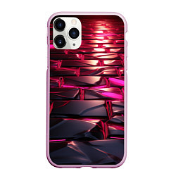 Чехол iPhone 11 Pro матовый Неоновые фиолетовые и розовые камни