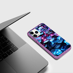 Чехол iPhone 11 Pro матовый Стеклянные прозрачные камушки, цвет: 3D-фиолетовый — фото 2