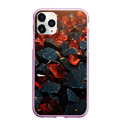 Чехол iPhone 11 Pro матовый Красные и черные плиты