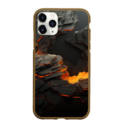 Чехол iPhone 11 Pro матовый Желтые и черные плиты текстура