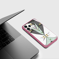 Чехол iPhone 11 Pro матовый Белый мультяшный фрак с шейным платком, цвет: 3D-малиновый — фото 2