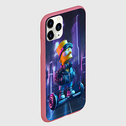 Чехол iPhone 11 Pro матовый Bart Simpson on a gyro scooter - ai art, цвет: 3D-малиновый — фото 2