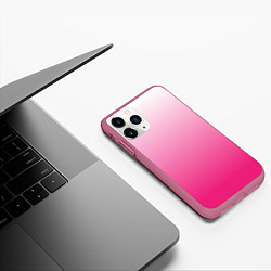 Чехол iPhone 11 Pro матовый Бело-розовый градиент, цвет: 3D-малиновый — фото 2