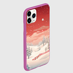 Чехол iPhone 11 Pro матовый Завораживающий зимний пейзаж, цвет: 3D-фиолетовый — фото 2