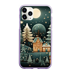 Чехол iPhone 11 Pro матовый Снежная деревня в праздничном наряде, цвет: 3D-светло-сиреневый