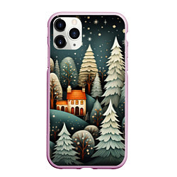 Чехол iPhone 11 Pro матовый Ночной снегопад в лесу