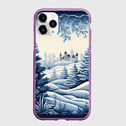Чехол iPhone 11 Pro матовый Зимняя сказка 2024, цвет: 3D-фиолетовый