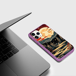 Чехол iPhone 11 Pro матовый Зимнее настроение новогодний рисунок, цвет: 3D-фиолетовый — фото 2