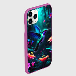 Чехол iPhone 11 Pro матовый Колибри в темном лесу, цвет: 3D-фиолетовый — фото 2