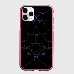 Чехол iPhone 11 Pro матовый Фиолетовые трещины, цвет: 3D-малиновый