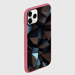 Чехол iPhone 11 Pro матовый Черная геометрическая абстракция - объемные грани, цвет: 3D-малиновый — фото 2