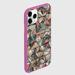 Чехол iPhone 11 Pro матовый Маленькие треугольники сепия, цвет: 3D-фиолетовый — фото 2