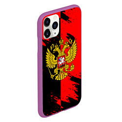 Чехол iPhone 11 Pro матовый Герб РФ краски геометрия, цвет: 3D-фиолетовый — фото 2