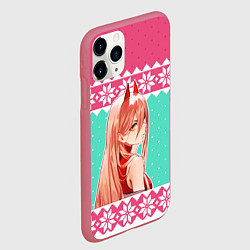 Чехол iPhone 11 Pro матовый Новогодний свитер Пауэр, цвет: 3D-малиновый — фото 2