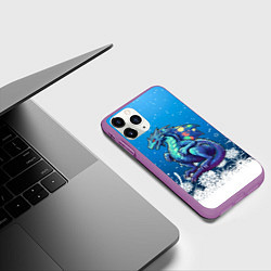 Чехол iPhone 11 Pro матовый Дракон магический 2024, цвет: 3D-фиолетовый — фото 2