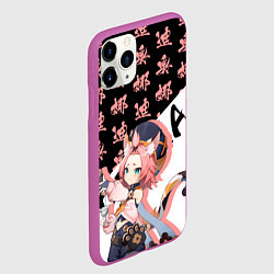 Чехол iPhone 11 Pro матовый Диона иероглифы - Геншин Импакт, цвет: 3D-фиолетовый — фото 2