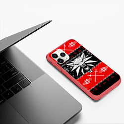 Чехол iPhone 11 Pro матовый The Witcher christmas sweater, цвет: 3D-красный — фото 2