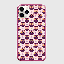 Чехол iPhone 11 Pro матовый Сова и цветок, цвет: 3D-малиновый
