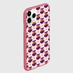 Чехол iPhone 11 Pro матовый Сова и цветок, цвет: 3D-малиновый — фото 2