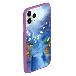 Чехол iPhone 11 Pro матовый После дождя акварель, цвет: 3D-фиолетовый — фото 2