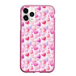 Чехол iPhone 11 Pro матовый Любовь в каждом сердце, цвет: 3D-малиновый