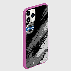Чехол iPhone 11 Pro матовый Volvo - монохромный серый, цвет: 3D-фиолетовый — фото 2