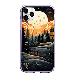 Чехол iPhone 11 Pro матовый Хрустальные новогодние рисунки, цвет: 3D-светло-сиреневый