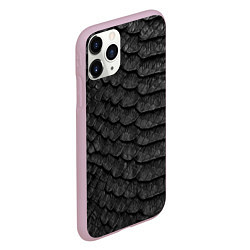 Чехол iPhone 11 Pro матовый Черная кожа рептилии, цвет: 3D-розовый — фото 2
