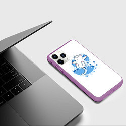 Чехол iPhone 11 Pro матовый Снежный кото-ангел, цвет: 3D-фиолетовый — фото 2