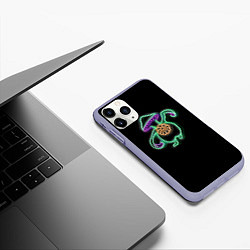 Чехол iPhone 11 Pro матовый Неоновый танцующий гриб, цвет: 3D-светло-сиреневый — фото 2