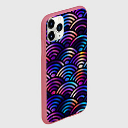 Чехол iPhone 11 Pro матовый Разноцветные волны-чешуйки, цвет: 3D-малиновый — фото 2