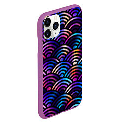 Чехол iPhone 11 Pro матовый Разноцветные волны-чешуйки, цвет: 3D-фиолетовый — фото 2