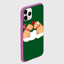 Чехол iPhone 11 Pro матовый Капибара влюблен, цвет: 3D-фиолетовый — фото 2
