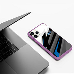 Чехол iPhone 11 Pro матовый Volvo - blue sport, цвет: 3D-фиолетовый — фото 2