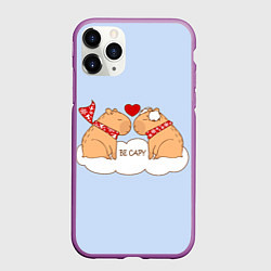 Чехол iPhone 11 Pro матовый Капибара и любовь: be capy, цвет: 3D-фиолетовый