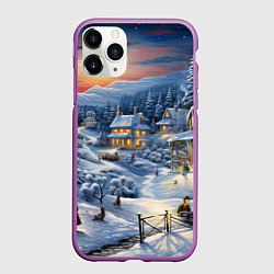 Чехол iPhone 11 Pro матовый Морозный карнавал праздника, цвет: 3D-фиолетовый