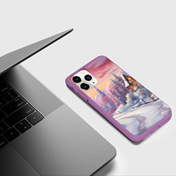 Чехол iPhone 11 Pro матовый Волшебное сияние новогодних огней, цвет: 3D-фиолетовый — фото 2