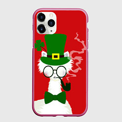 Чехол iPhone 11 Pro матовый Лама - альпака в день Патрика, цвет: 3D-малиновый