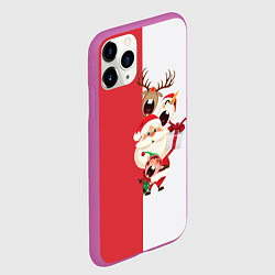 Чехол iPhone 11 Pro матовый Новогодние персонажи, цвет: 3D-фиолетовый — фото 2