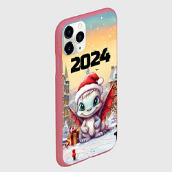 Чехол iPhone 11 Pro матовый Дракон новогодней ночи 2024, цвет: 3D-малиновый — фото 2