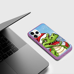 Чехол iPhone 11 Pro матовый Малыш дракончик, цвет: 3D-фиолетовый — фото 2