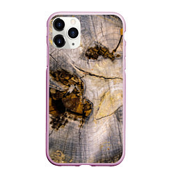 Чехол iPhone 11 Pro матовый Текстура пня сосны, цвет: 3D-розовый