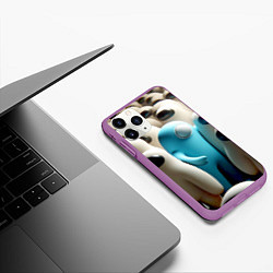 Чехол iPhone 11 Pro матовый Among us - ai art - video game, цвет: 3D-фиолетовый — фото 2