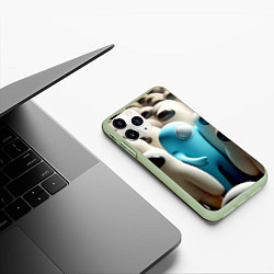 Чехол iPhone 11 Pro матовый Among us - ai art - video game, цвет: 3D-салатовый — фото 2
