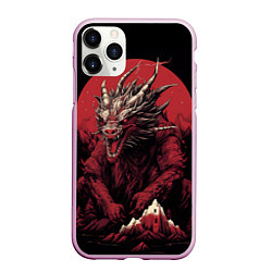 Чехол iPhone 11 Pro матовый Дракон северных сияний, цвет: 3D-розовый