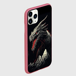 Чехол iPhone 11 Pro матовый Дракон морозных узоров, цвет: 3D-малиновый — фото 2